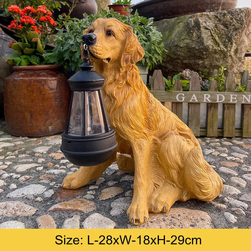BowLift | Solar-Powered Outdoor Resin Dog Statue Lamp