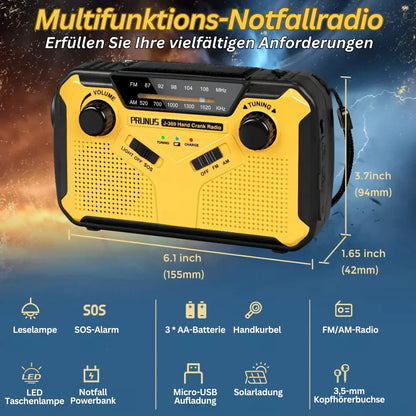 Skanto | Emergency Radio with Crank and Solar - Portable Dynamo Radio with Power Bank and LED Flashlight
