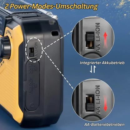 Skanto | Emergency Radio with Crank and Solar - Portable Dynamo Radio with Power Bank and LED Flashlight