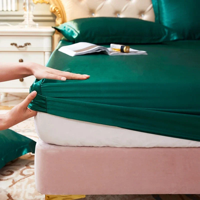 Skanto Silk Satin Elastic Fitted Sheet with FREE* Silk Satin Pillowcase Skanto