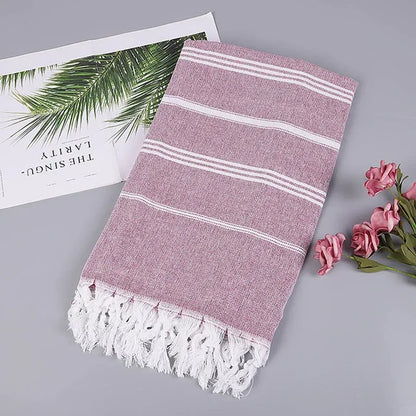 Ona | Absorbent Turkish Beach and Sauna Towel with Fringes | Quick-drying and Easy to Care For
