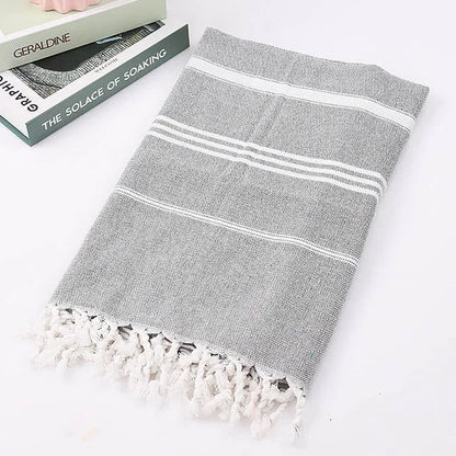 Ona | Absorbent Turkish Beach and Sauna Towel with Fringes | Quick-drying and Easy to Care For