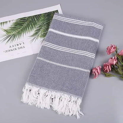 Ona | Absorbent Turkish Beach and Sauna Towel with Fringes | Quick-drying and Easy to Care For