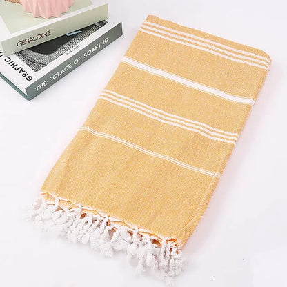Ona | Absorbent Turkish Beach and Sauna Towel with Fringes | Quick-drying and Easy to Care For