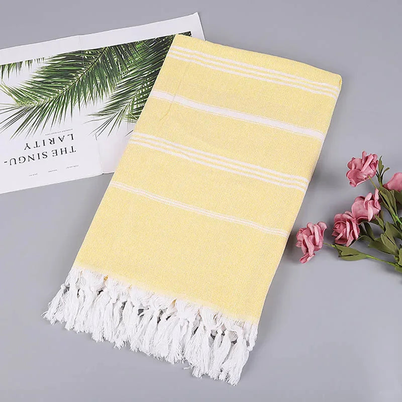 Ona | Absorbent Turkish Beach and Sauna Towel with Fringes | Quick-drying and Easy to Care For