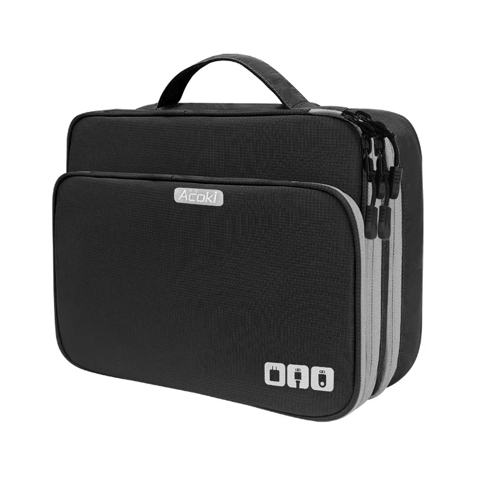 Skanto | TECHNIVO LayerPro Electronics Organizer | 3-Layer Cable Bag | Waterproof & Large Volume | For iPad, Chargers & Accessories