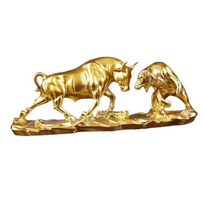 Skanto | Feng Shui Bear and Bull Statue, Bull Figurine, Collection Cow Sculptures Animals