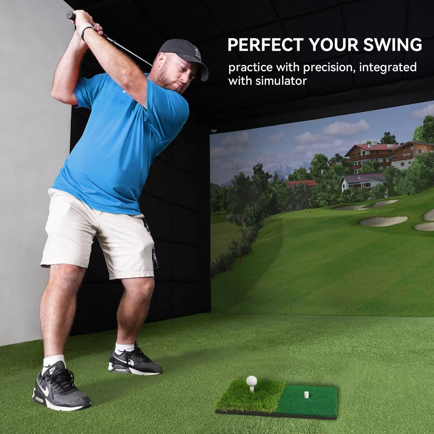 BowLift | Portable Golf Hitting Mat with Tee Hole for Backyard, Garage, and Indoor Practice