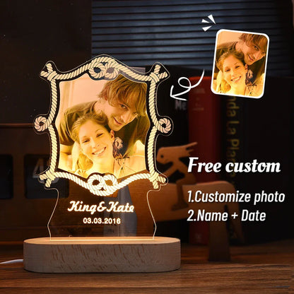 Skanto | Personal 3D Photo Lamp: Custom Photo & Text Night Light - Ideal for Valentine's, Weddings, Anniversaries, Birthday Gifts