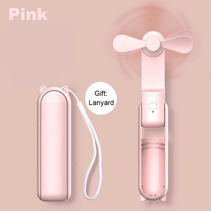 Portable Mini Handheld Fan – Rechargeable foldable pocket fan with battery, cooling handheld fan and power bank function | Karnz