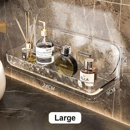BowLift | Clario WallClear Wall Shelf Transparent | Acrylic Shelf Without Drilling | For Bathroom & Kitchen | Strong Adhesion & Removable