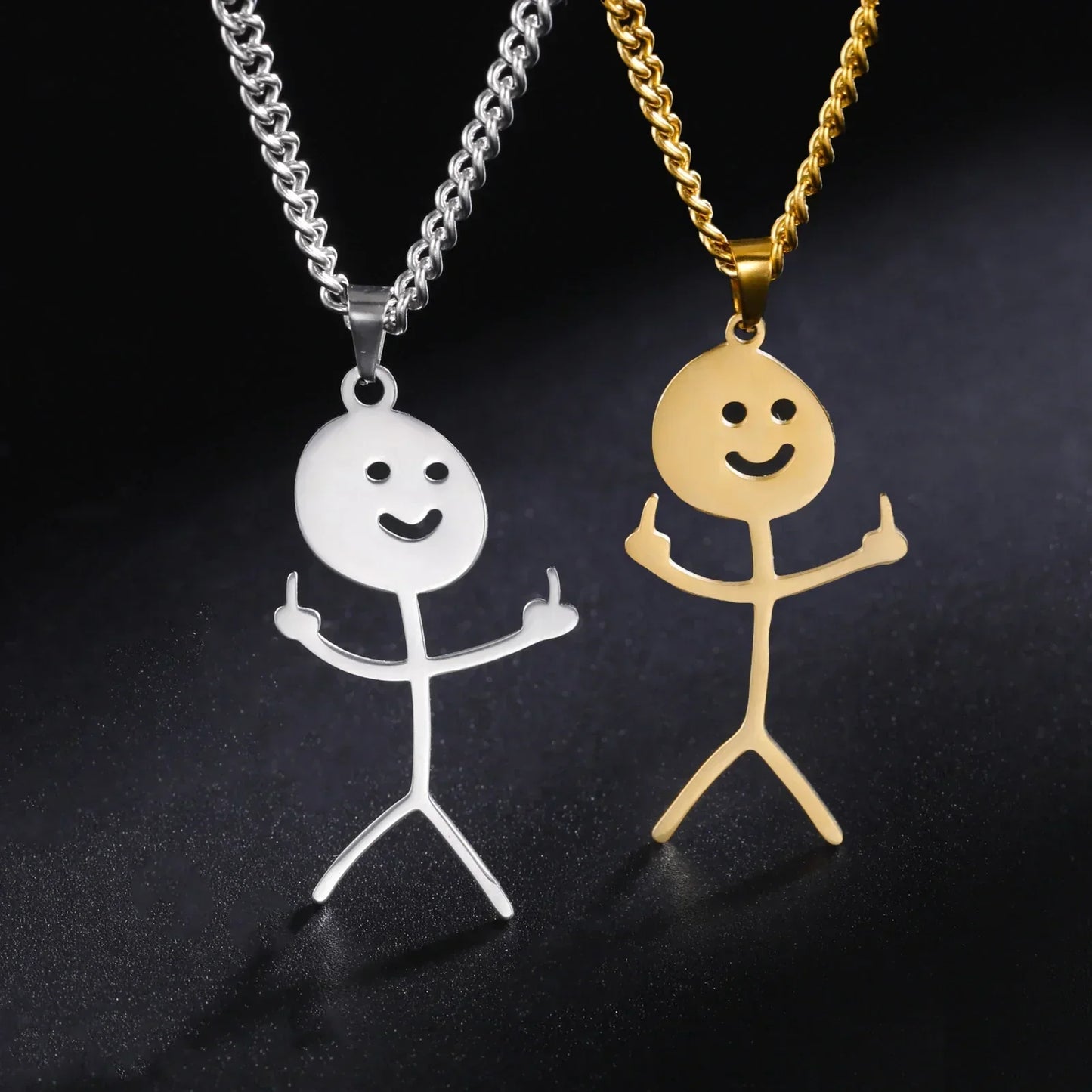 Skanto | Cute Punk Funny Middle Finger Stickman Necklace