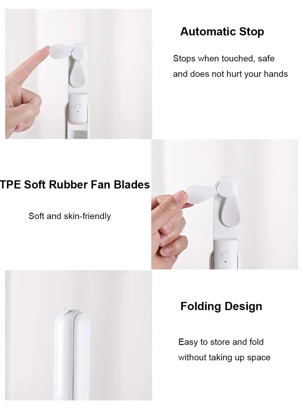 Portable Mini Handheld Fan – Rechargeable foldable pocket fan with battery, cooling handheld fan and power bank function | Karnz