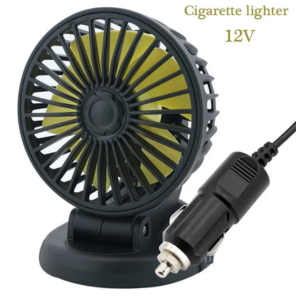 Brehn | Ventoro Car Fan 12V/24V/5V | USB or Cigarette Lighter | Rotatable & Compact | For Car, Truck, SUV, Motorhome & Office