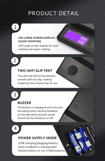 Karnz | 5 kg/0.1 g and 10 kg/1 g digital electronic kitchen scale, LCD display, fully waterproof stainless steel weighing tool for baking