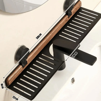 Skanto | Over Sink Suction Cup Walnut Bathroom Shelf