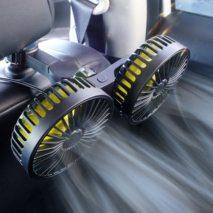 BowLift | Auto Cooling Fan AIRCURA DUO | 3 Speeds | USB Charging | 360° Rotatable | For Backseat & Headrest