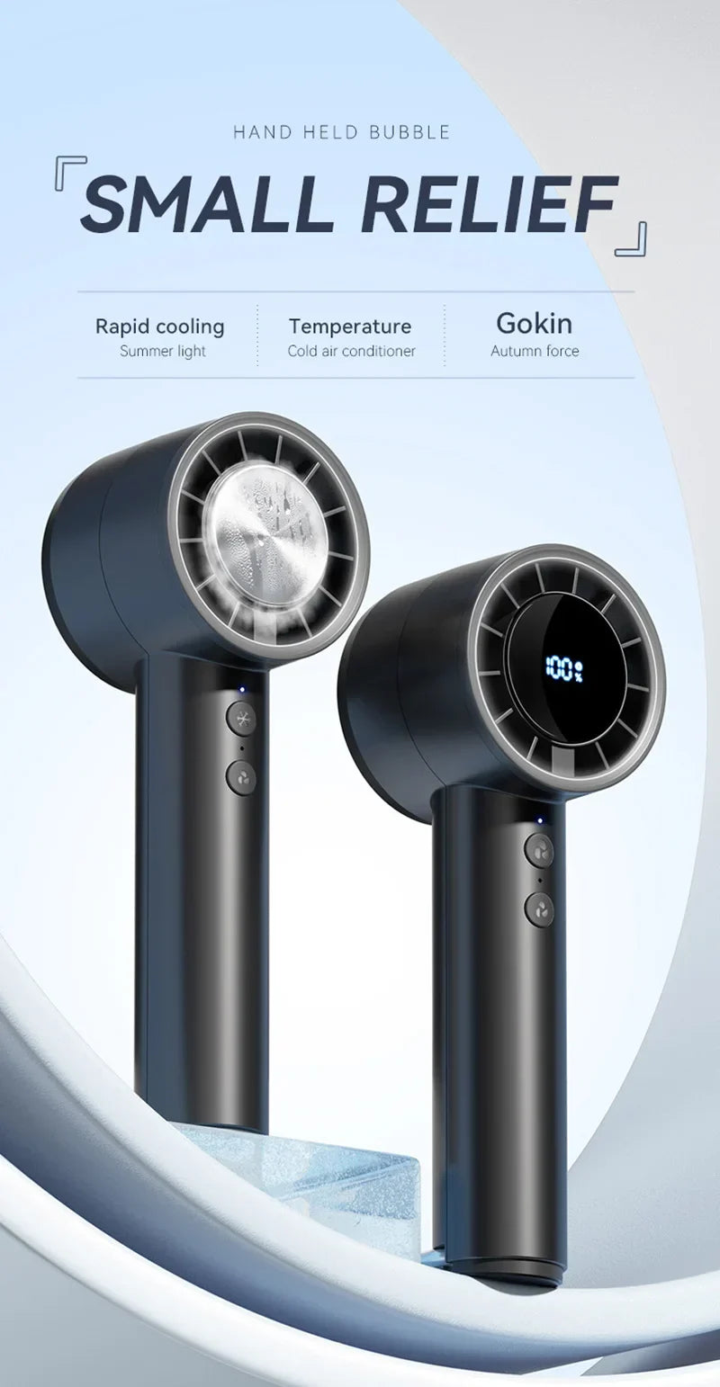 Silent High-Speed USB Handheld Fan – Portable Small Fan with LED Display, High Wind Power and Refrigerator Function | Brehn