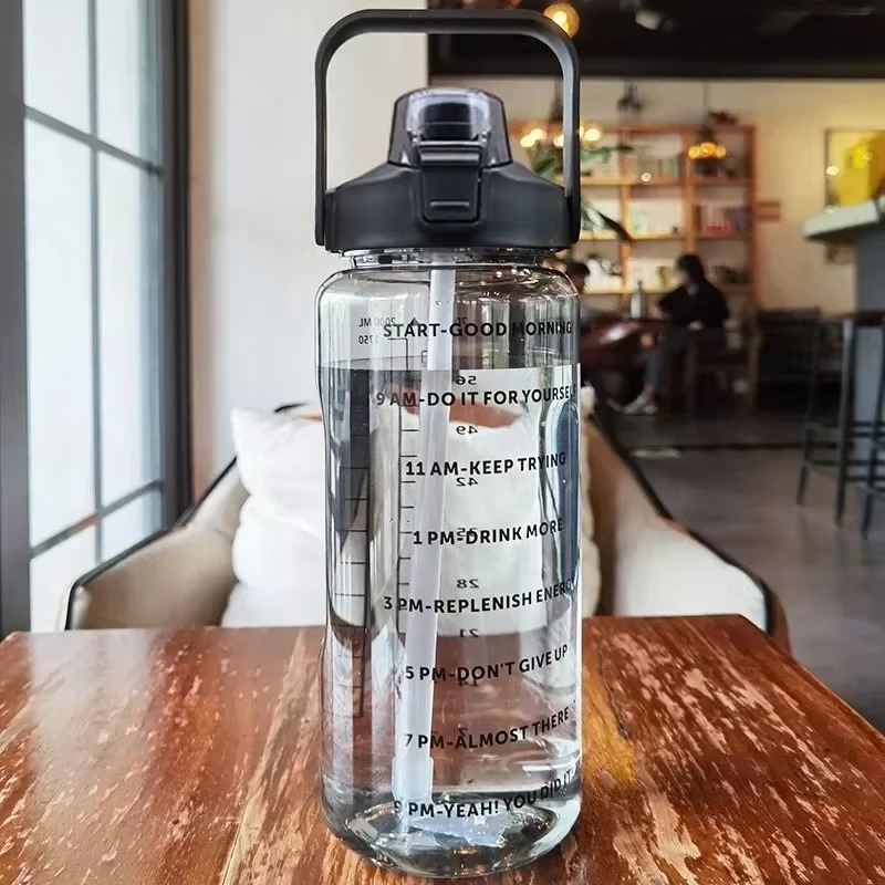 Skanto | Large 68oz Sport Water Bottle with Straw and Time Marker for Gym and Outdoor Fitness