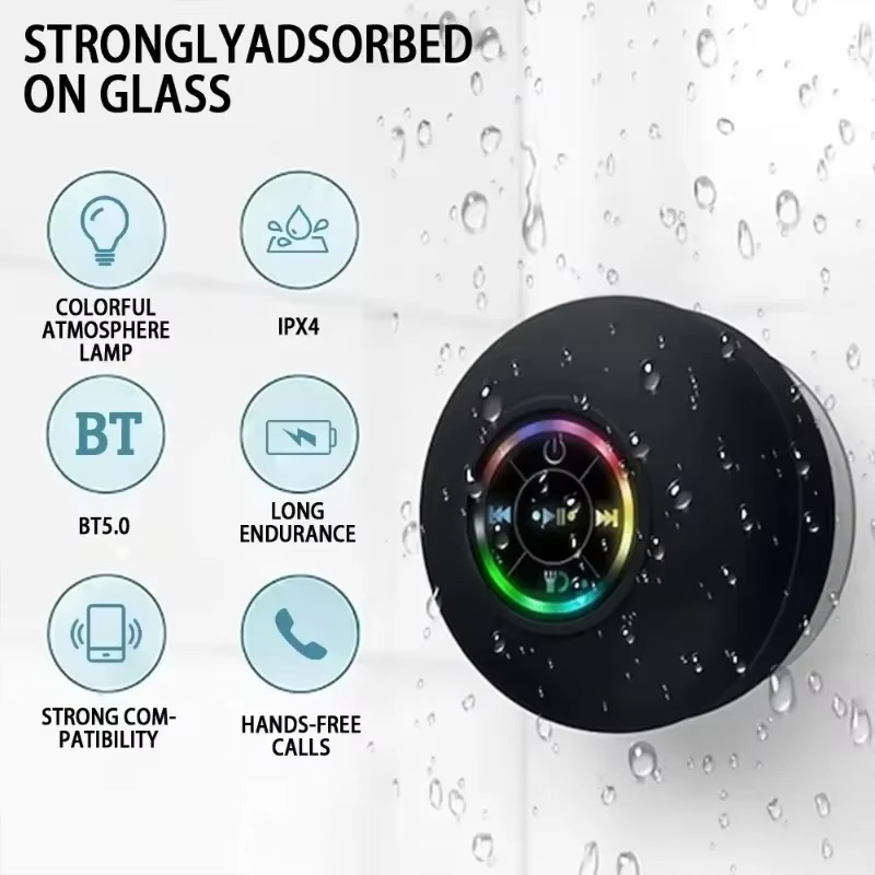 BowLift | Waterproof Portable Bluetooth Speaker with LED Lights and Suction Cup