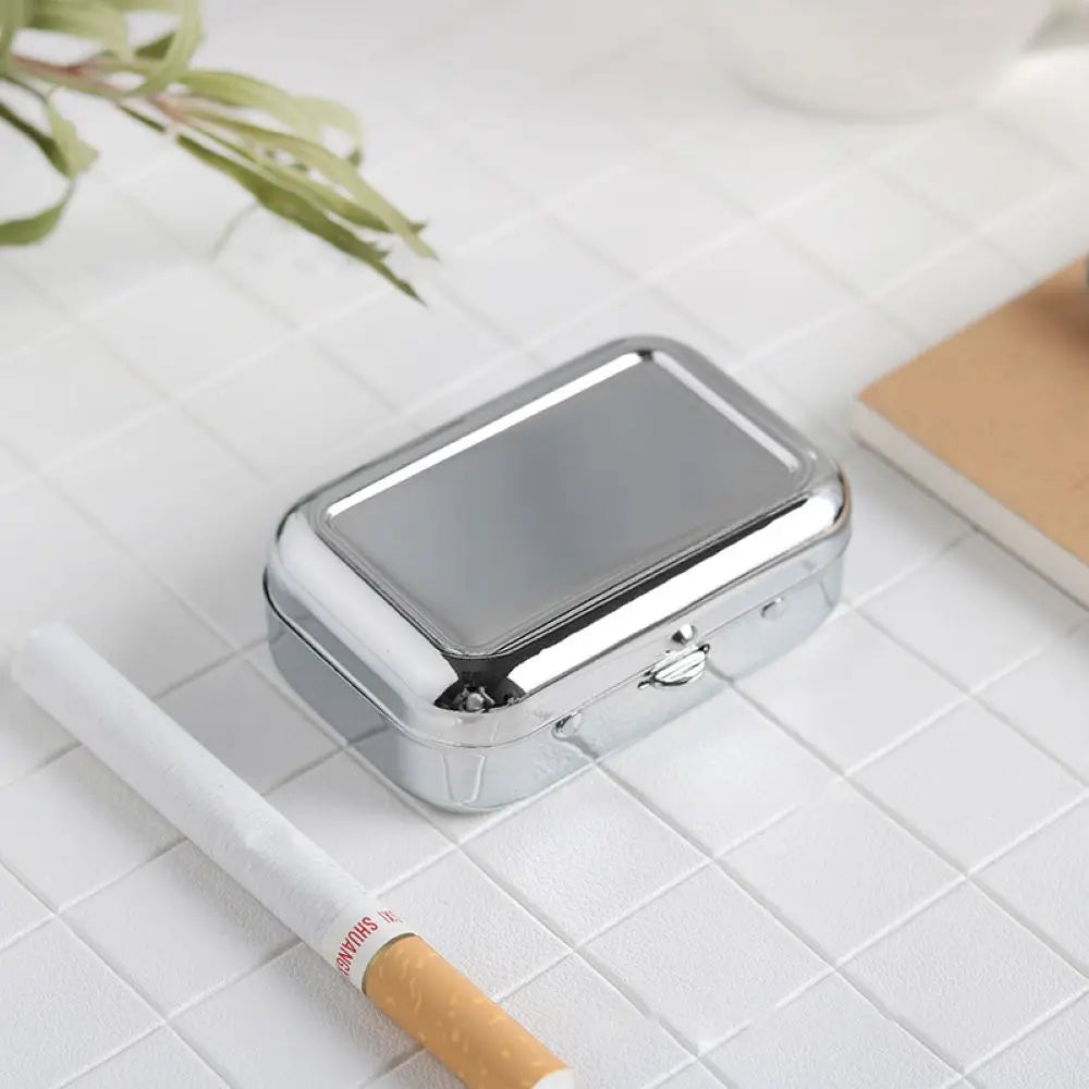 Mini Portable Metal Cigarette Ashtray with Lockable Lid - Fashionable Desktop Ashtray - Pocket Ashtray Gift for Men