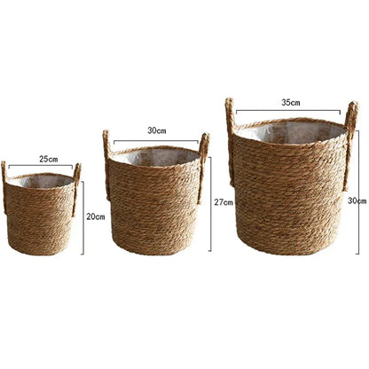 Skanto | Nordic Extra Large Straw Flower Pot Tare Storage Basket Pot Green Plant Flower Basket Hand-woven Floor Indoor Flower Pot
