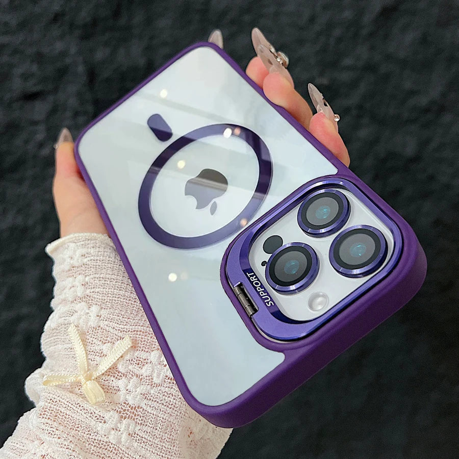 Skanto | Magnetic Shockproof Magsafe Phone Case Stand Glass Lens Protector Cover