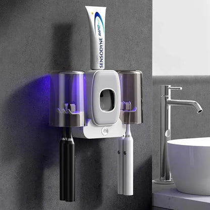 BowLift | UV Toothbrush Holder PureBrush UV | Sterilization with UV Light | Automatic Toothpaste Dispenser | Wall Mounting Without Drilling