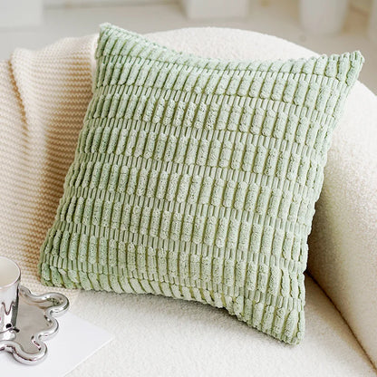 Green & Pink Tulip Embroidered Pillow Cover | Bowlift