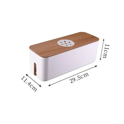 BowLift | Cable Box OrgaWood | Desk Organizer made of Wood & Plastic | For Chargers, Cables & Accessories | 29.5×11.4×11 cm