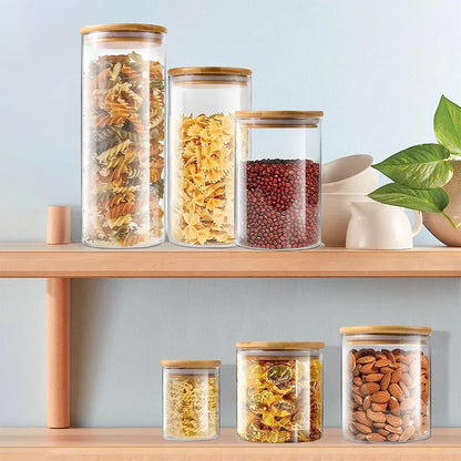 PureVorrat Glass Container Set – Storage Jars with Wooden Lid | Airtight & Stylish | Modern Kitchen Storage | Bowlift