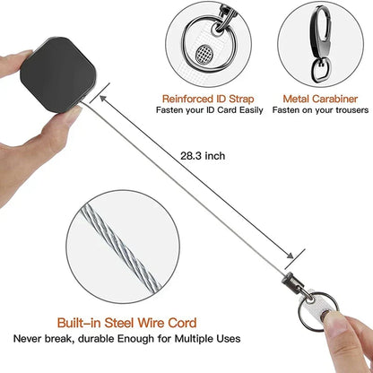BowLift | Metal Retractable Carabiner Keychain with Steel Cord – Safety Reel 71.8 cm
