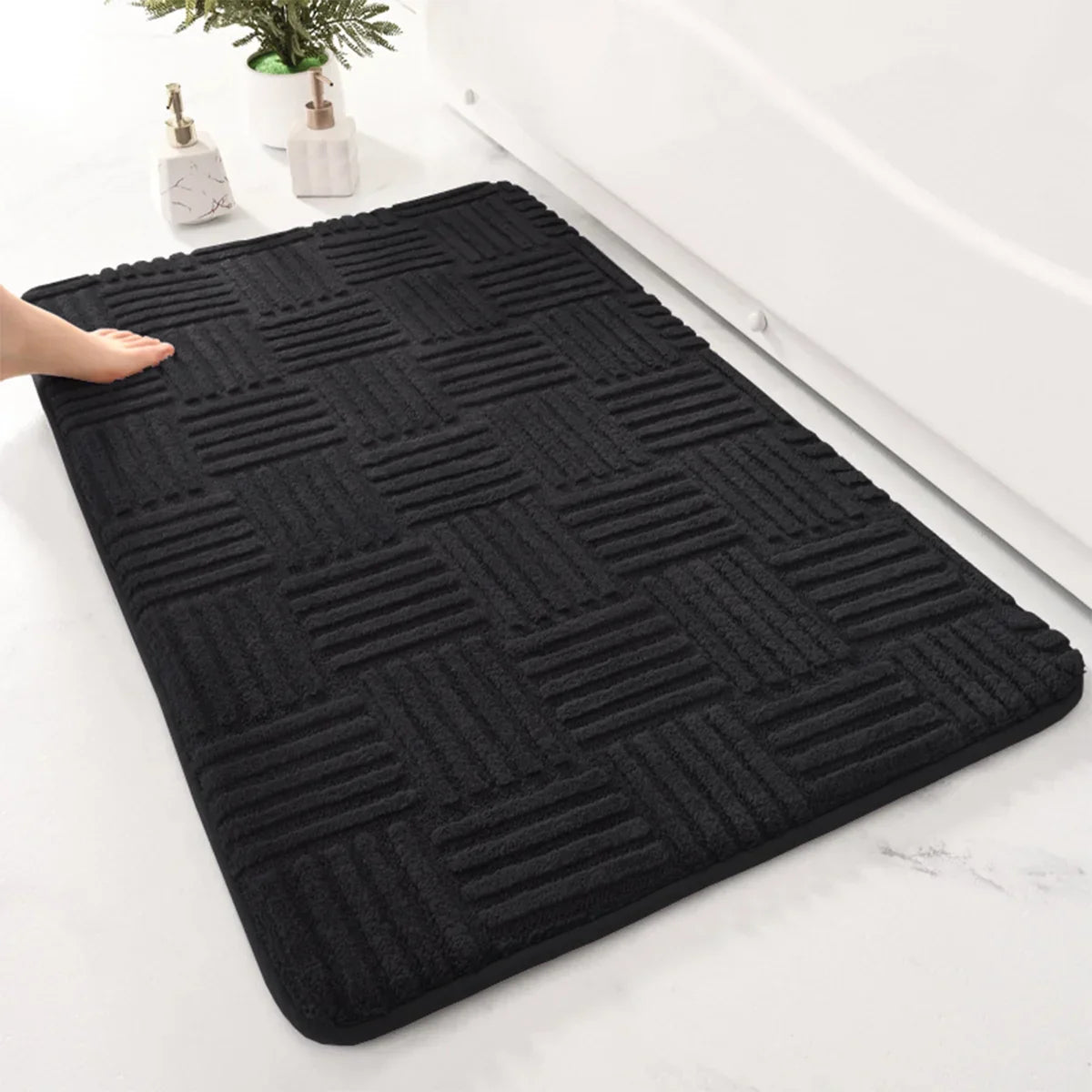 BowLift | Thick Striped Non-Slip Bath Mat with Soft and Absorbent Capability