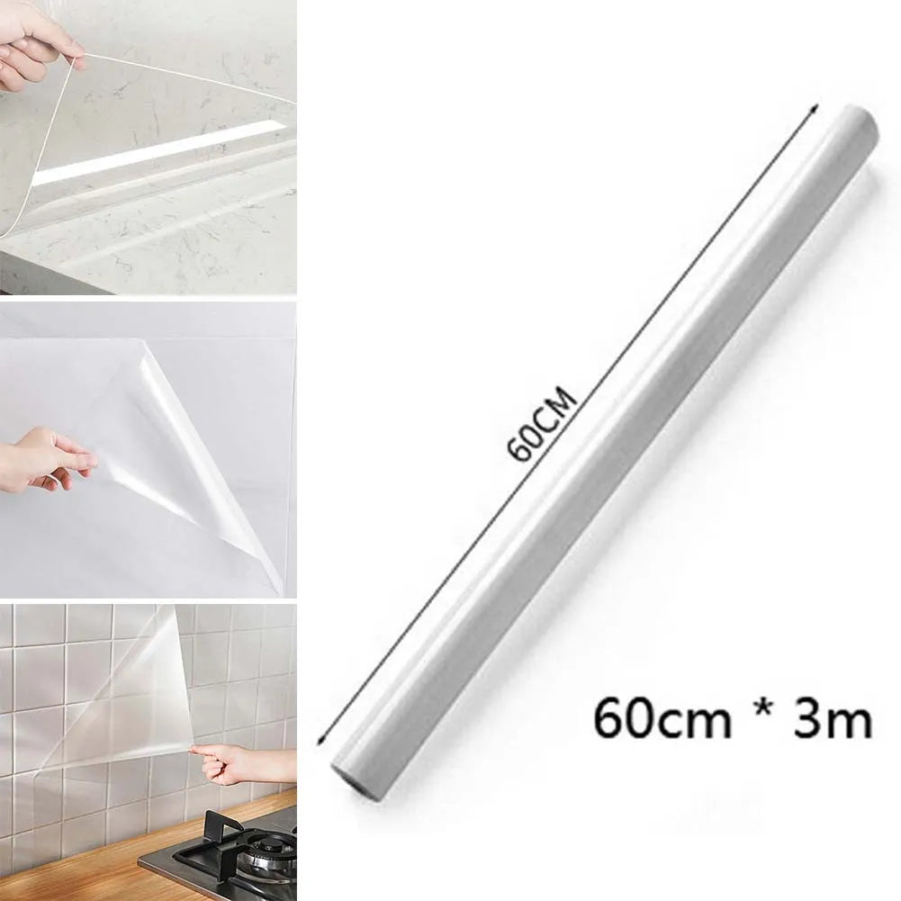 Skanto | 60x300cm Kitchen Wall Sticker - Oily, Transparent Self-Adhesive Film - Removable Protective Cover for Shelf and Drawer Decor