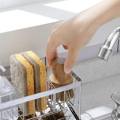 BowLift | SteelNest | Sink organizer made of stainless steel | Sponge & soap holder with drip tray | 21×8.2×10 cm