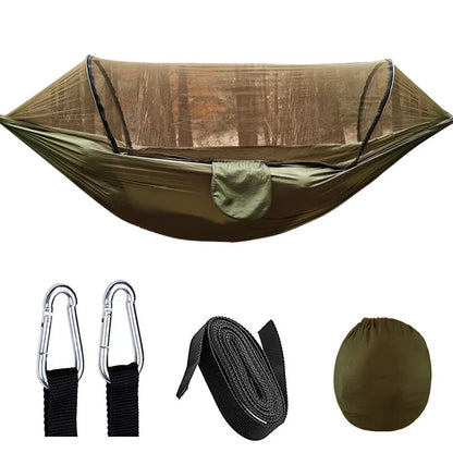 Skanto | OutdoorRelax Hammock with Mosquito Net and Quick Release – 200 kg Load Capacity