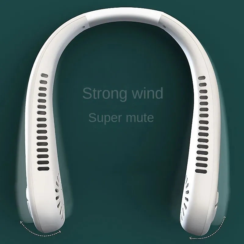 Stay cool everywhere with 1PC new mini neck portable bladeless hanging neck fan - long battery life, rechargeable, 3-speed air cooler for summer sports | Brehn