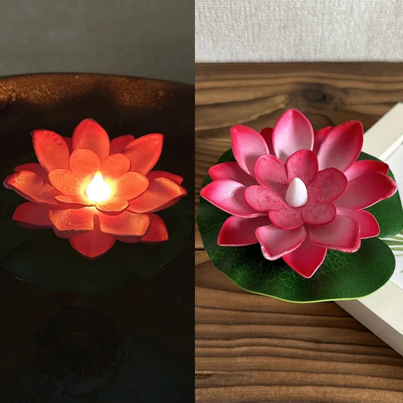 BowLift | Floating Lotus Lamp LUMILYA | LED Water Sensor | Warm White Light | For Pond, Garden & Parties