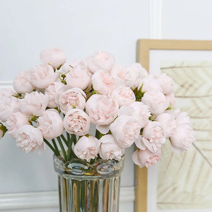 Bouquet with 20 artificial roses and peonies