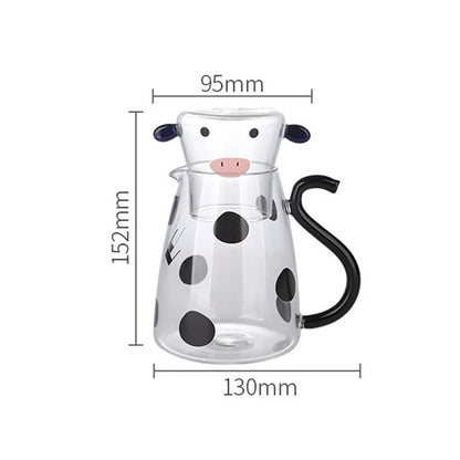 Cute Cow Glass Pitcher with Cup | Karnz