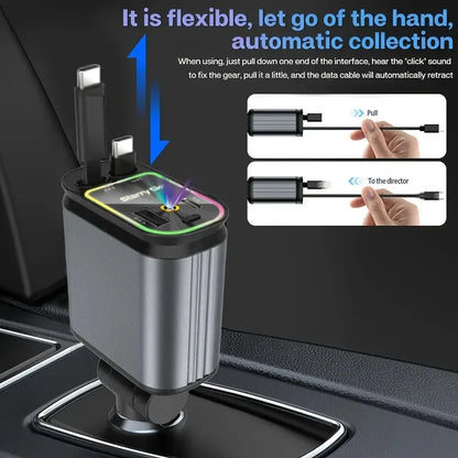 BowLift | Car Retractable 4 in 1 Fast Charger With Roof Lighting