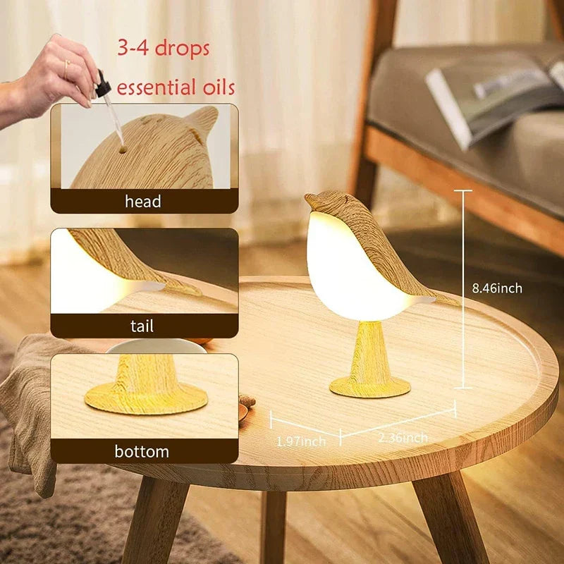 Wooden Bird LED Touch-Switch Night Lamp | Kalsten