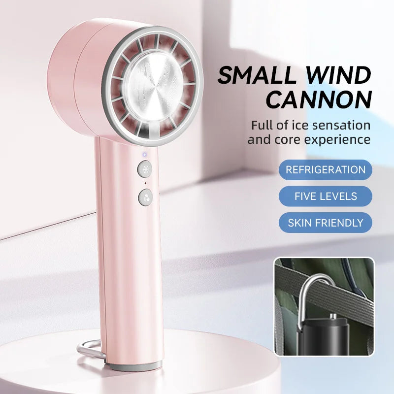 BowLift | Brisano AirCool Mini Hand Fan with Cooling Function | 5 Speeds | LED Display & USB Charging | Quiet & Portable | For Travel, Office & Outdoor