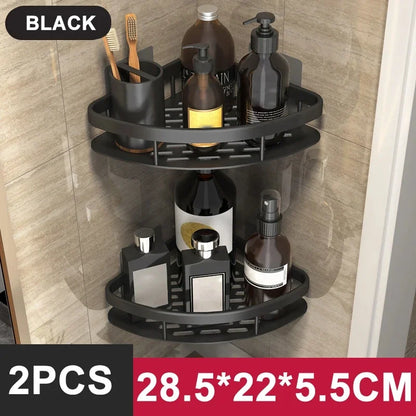 Skanto | Bathroom Storage Shelf - No Drill Wall Mount Corner Shelf, Shower Caddy for Toilet and Shampoo Organizer, Bathroom Accessory