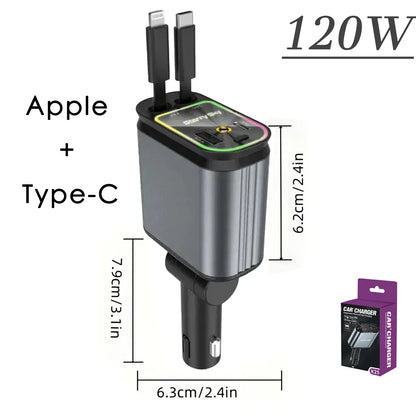 BowLift | Car Retractable 4 in 1 Fast Charger With Roof Lighting