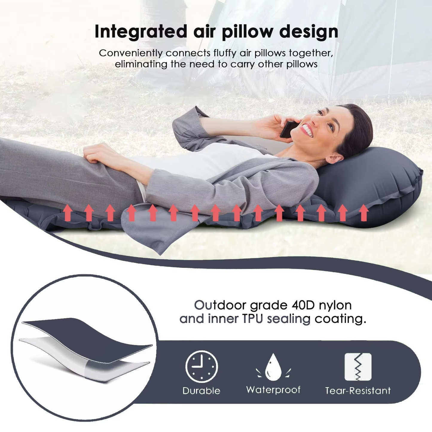 Skanto Skanto | Ultra-Comfort Inflatable Camping Mattress with Integrated Pillow and Pump