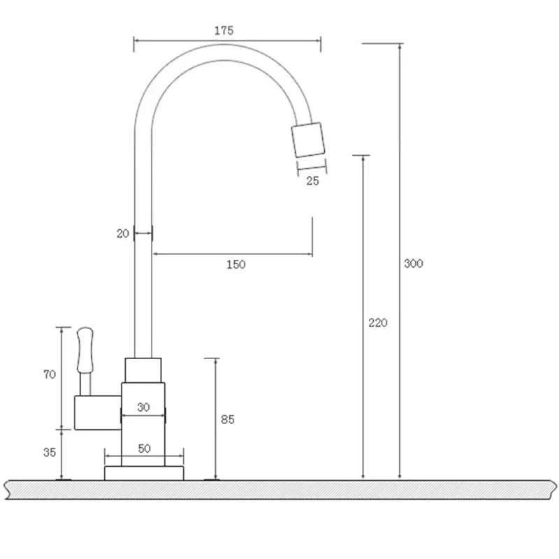 Skanto | Elegant Swan Neck Kitchen Faucet in Antique Brass