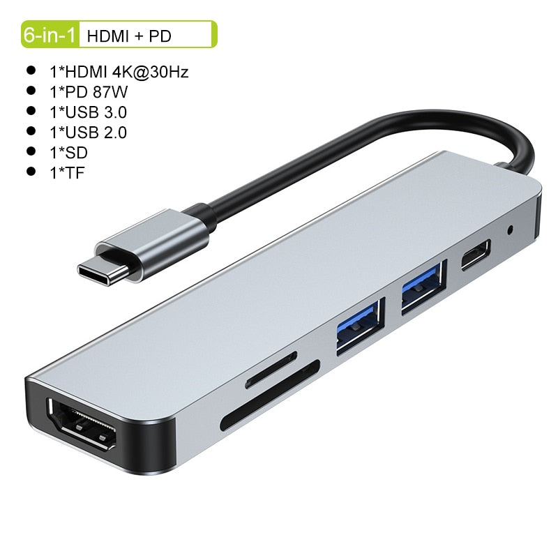 Brehn | Thunderbolt 3 USB-C Hub with HDMI, PD, SD/TF for MacBook Air M1 and iPad Pro