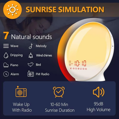 Skanto | Sunrise Simulation Alarm Clock with Night Light & FM Radio