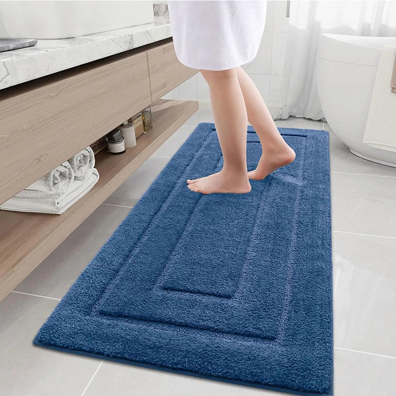 Bathroom Mat Microfiber Non-Slip – Double Layer Bath Mat | Highly Absorbent & Soft | Comfort Doormat | Bowlift